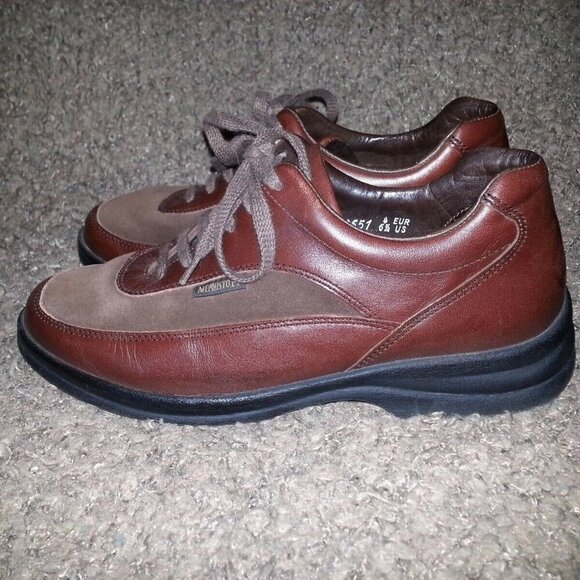 MEPHISTO-Brown Leather & Suede Walking Shoes-Sneakers-SZ 6.5-Excellent - Picture 2 of 8
